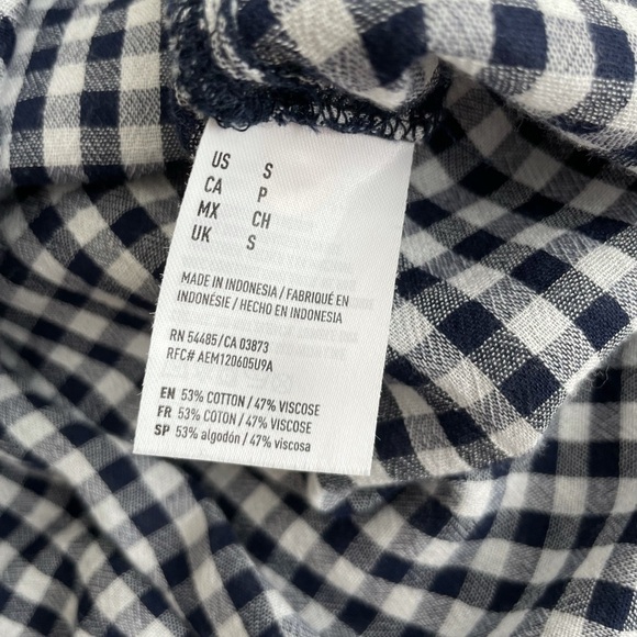 American Eagle Black Gingham Checkered Short Sleeves Button Down Shirt Small - Picture 14 of 15